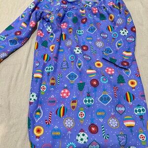Festive Kids Pajamas - Blue with Colorful Ornaments